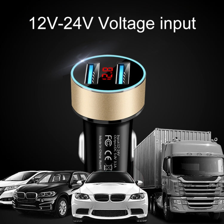 JMG-C016A 5V 3.1A เครื่องชาร์จ USB คู่ในรถยนต์พร้อมจอแสดงผล LED, JMG-C016A (Black), JMG-C016A (Gold), JMG-C016A (Blue), JMG-C016A (Red), JMG-C016A (Silver)