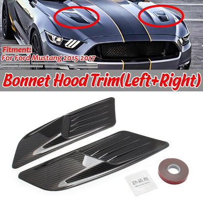 2 ชิ้นรถตกแต่ง Air Scoop Bonnet ด้านข้าง Fender Vent Hood ชุดสำหรับ Ford Mustang 2015-2017, คาร์บอนไฟเบอร์, For Ford Mustang 2015-2017, Carbon Fiber