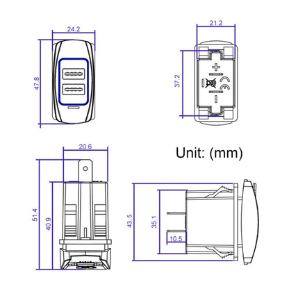 รถ 4.8A เครื่องชาร์จโทรศัพท์มือถือสองด้าน, 4.8A