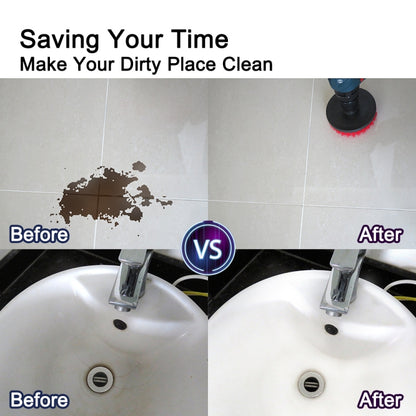 การทำความสะอาดกระจกหน้าต่างผนังพื้น 4 in 1 การขจัดตะกรันไฟฟ้า เจาะ ชุดหัวแปรง, การจัดส่งสีแบบสุ่ม, 4 in 1