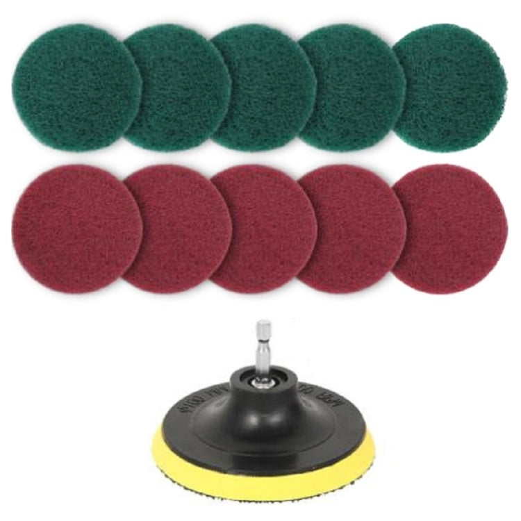 11 in 1 4 นิ้ว Sticky Disc Scouring Pad ชั้นผนังกระจกหน้าต่างทำความสะอาดตะกรันไฟฟ้าเจาะหัวแปรงชุด, 11 in 1