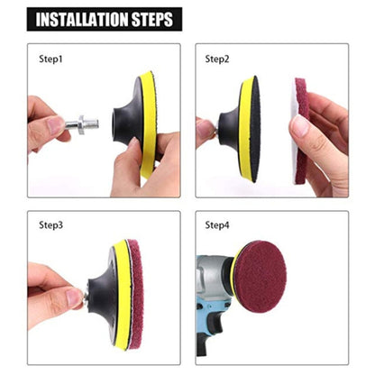 11 in 1 4 นิ้ว Sticky Disc Scouring Pad ชั้นผนังกระจกหน้าต่างทำความสะอาดตะกรันไฟฟ้าเจาะหัวแปรงชุด, 11 in 1