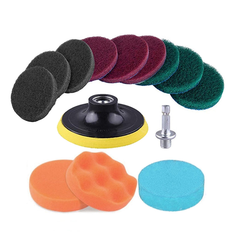 13 in 1 4 นิ้วฟองน้ำ Scouring Pad ชั้นผนังกระจกหน้าต่างทำความสะอาดตะกรันไฟฟ้า เจาะ ชุดหัวแปรง, 13 in 1