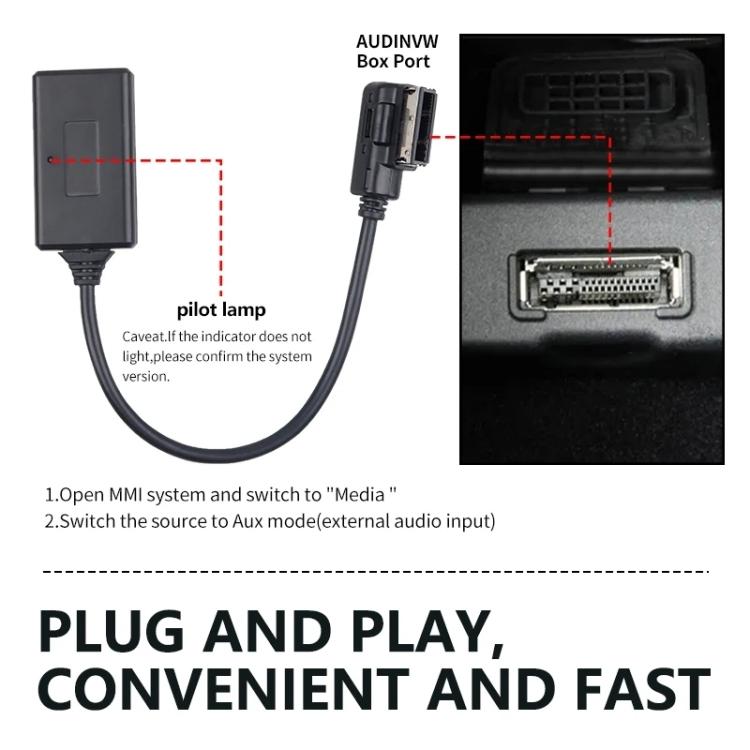 รถMMI 3G + AMIมัลติมีเดียบลูทูธเพลงAUX Audio Cable + ไมโครโฟนสำหรับAudi Q5 A5 A7 R7 s5 Q7 A6L A8L A4L, For Audi Q5 A5 A7