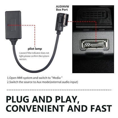 รถMMI 3G + AMIมัลติมีเดียบลูทูธเพลงAUX Audio Cable + ไมโครโฟนสำหรับAudi Q5 A5 A7 R7 s5 Q7 A6L A8L A4L, For Audi Q5 A5 A7