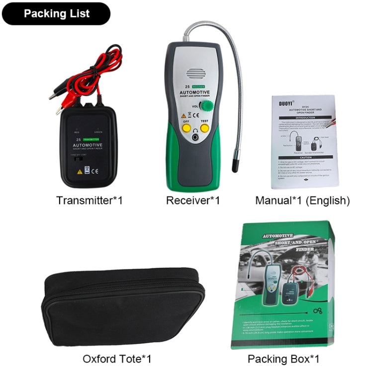 DUOYI DY25 รถเครื่องทดสอบสายสั้น & วงจรเปิด Finder เครื่องทดสอบ Tracer Diagnose Tone Line Finder, DY25