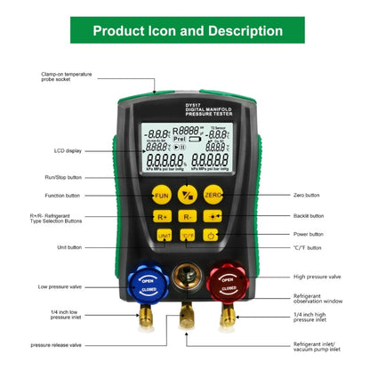 DUOYI DY517A เครื่องปรับอากาศรถยนต์เครื่องมือวินิจฉัยอุณหภูมิ Fluoride Meter, DY517A