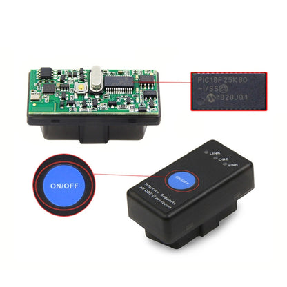 มินิบลูทูธ 4.0 ELM327 OBD รถเครื่องสแกนเนอร์วินิจฉัยข้อบกพร่องพร้อมสวิตช์ไฟ, Bluetooth 4.0 with Power Switch