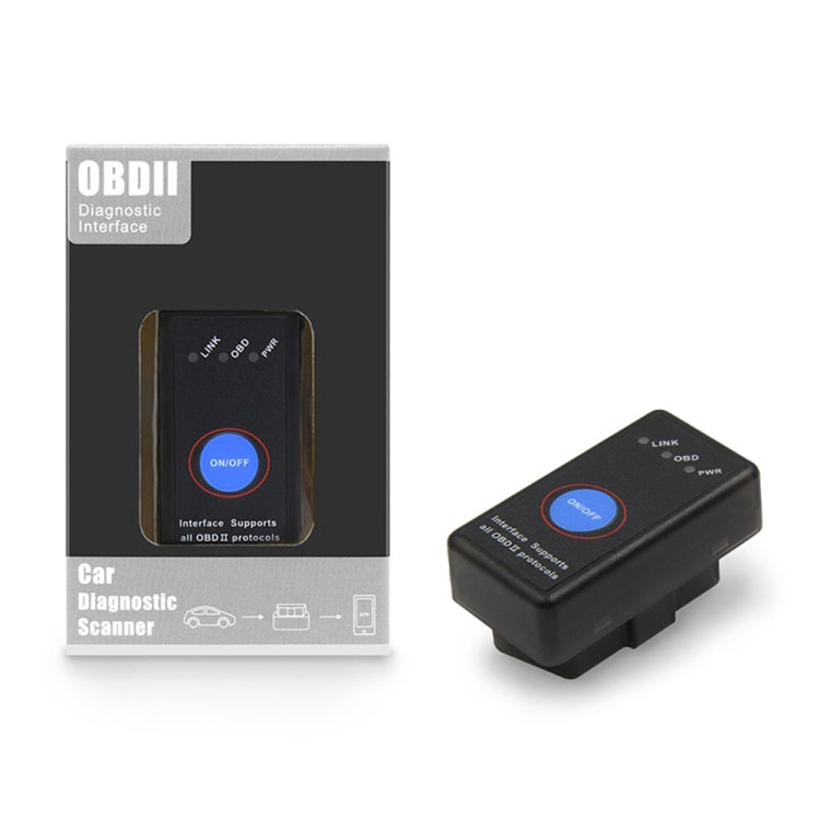 มินิบลูทูธ 4.0 ELM327 OBD รถเครื่องสแกนเนอร์วินิจฉัยข้อบกพร่องพร้อมสวิตช์ไฟ, Bluetooth 4.0 with Power Switch