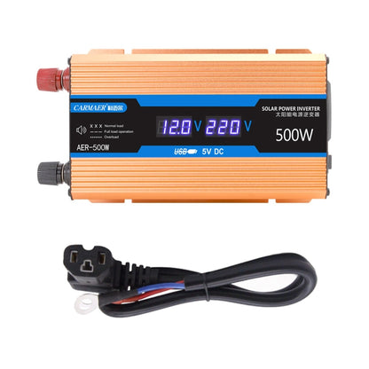 Carmaer 60V ถึง 220V 500W รถ Multi-Function Double Digital แสดงผล อินเวอร์เตอร์ในครัวเรือน Power Converter, 60V to 220V 500W
