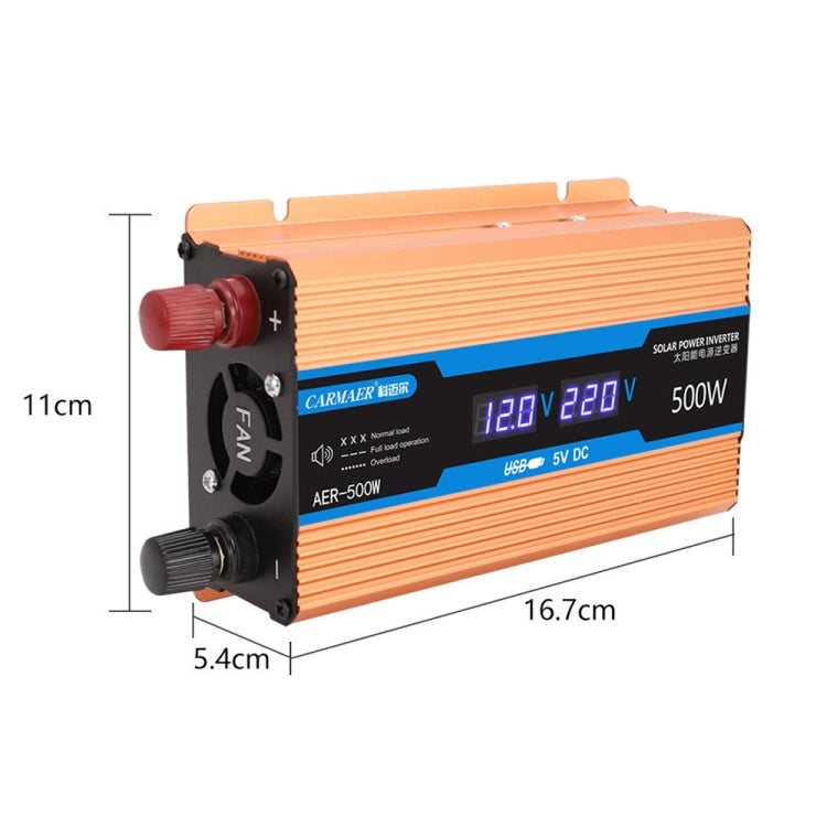Carmaer 60V ถึง 220V 500W รถ Multi-Function Double Digital แสดงผล อินเวอร์เตอร์ในครัวเรือน Power Converter, 60V to 220V 500W
