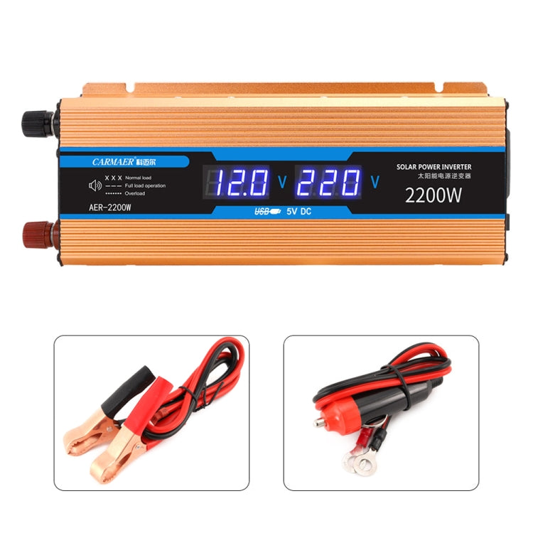 Carmaer 12V ถึง 220V 2200W รถ Multi-Function Double Digital แสดงผล อินเวอร์เตอร์ในครัวเรือน Power Converter, 12V to 220V 2200W