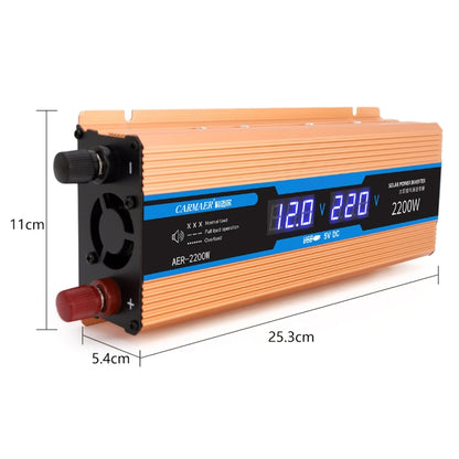 Carmaer 12V ถึง 220V 2200W รถ Multi-Function Double Digital แสดงผล อินเวอร์เตอร์ในครัวเรือน Power Converter, 12V to 220V 2200W