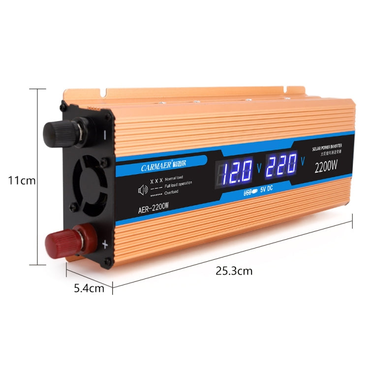 Carmaer 24V ถึง 220V 2200W รถ Multi-Function คู่จอแสดงผลดิจิตอลอินเวอร์เตอร์ในครัวเรือน Power Converter, 24V to 220V 2200W