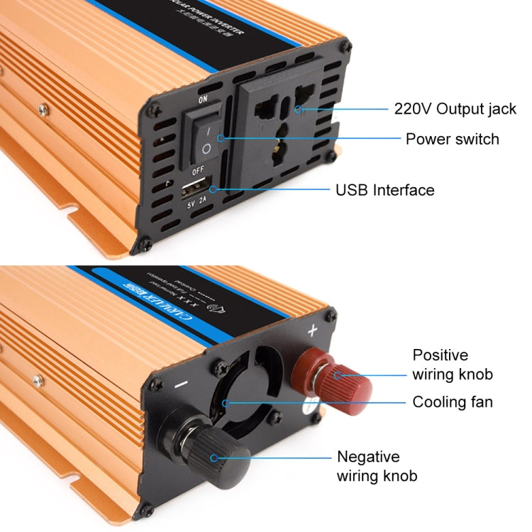 Carmaer 24V ถึง 220V 2200W รถ Multi-Function คู่จอแสดงผลดิจิตอลอินเวอร์เตอร์ในครัวเรือน Power Converter, 24V to 220V 2200W