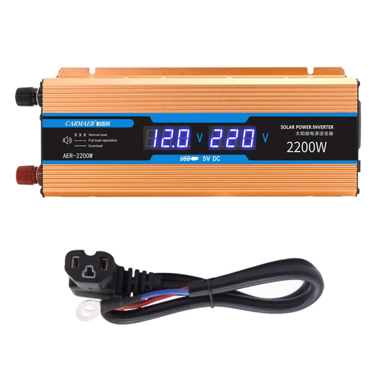 Carmaer 48V ถึง 220V 2200W รถมัลติฟังก์ชั่นคู่จอแสดงผลดิจิตอลอินเวอร์เตอร์ในครัวเรือน Power Converter, 48V to 220V 2200W