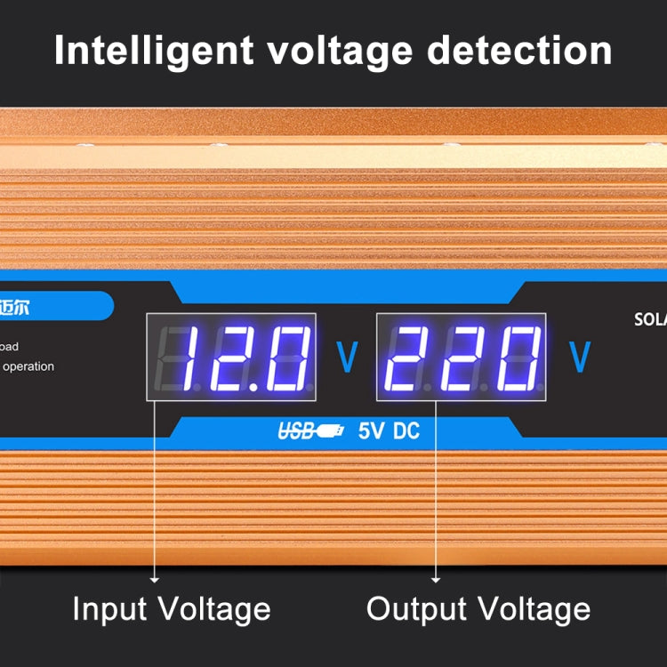 Carmaer 48V ถึง 220V 2200W รถมัลติฟังก์ชั่นคู่จอแสดงผลดิจิตอลอินเวอร์เตอร์ในครัวเรือน Power Converter, 48V to 220V 2200W