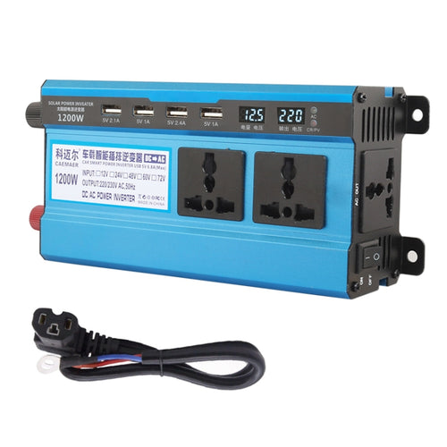 Carmaer 48V ถึง 220V 1200W ซ็อกเก็ตคู่รถคู่จอแสดงผลดิจิตอลอินเวอร์เตอร์ในครัวเรือน Power Converter, 48V to 220V 1200W