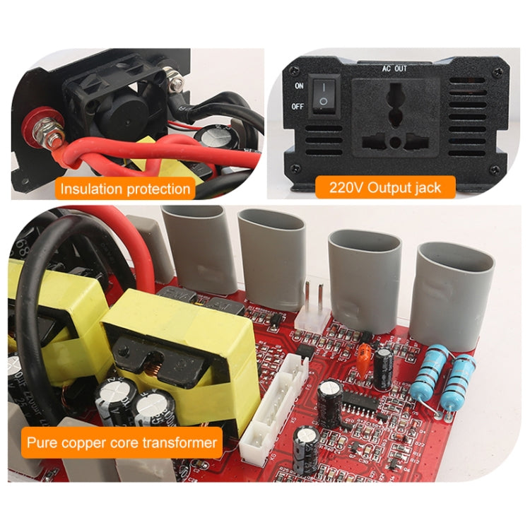 Carmaer 48V ถึง 220V 1200W ซ็อกเก็ตคู่รถคู่จอแสดงผลดิจิตอลอินเวอร์เตอร์ในครัวเรือน Power Converter, 48V to 220V 1200W