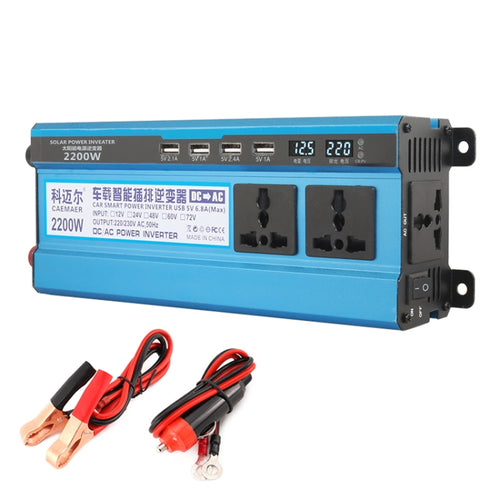 Carmaer 24V ถึง 220V 2200W สามซ็อกเก็ตรถคู่จอแสดงผลดิจิตอลอินเวอร์เตอร์ในครัวเรือน Power Converter, 24V to 220V 2200W