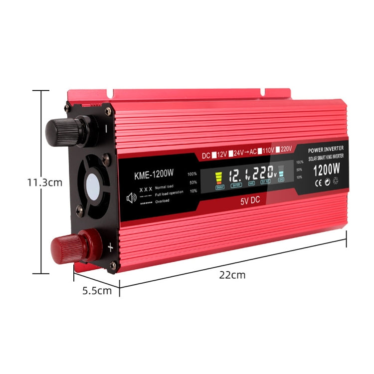 Carmaer Universal 12V to 220V 1200W รถจอแสดงผล LCD อินเวอร์เตอร์ในครัวเรือน Power Converter, Universal 12V to 220V 1200W