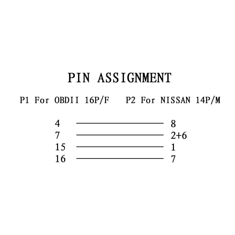 14Pin to 16Pin รถ OBD2 สายแปลงอะแดปเตอร์วินิจฉัย OBDII สำหรับ Nissan, 14Pin to 16Pin for Nissan