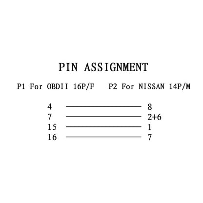 14Pin to 16Pin รถ OBD2 สายแปลงอะแดปเตอร์วินิจฉัย OBDII สำหรับ Nissan, 14Pin to 16Pin for Nissan
