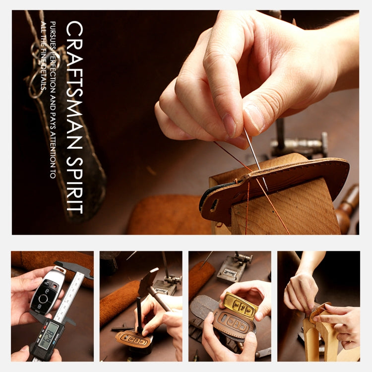Hallmo รถ Cowhide หนังกุญแจฝาครอบป้องกันสำหรับ Hyundai สตาร์ท 4 ปุ่ม, For Hyundai 4-button Start