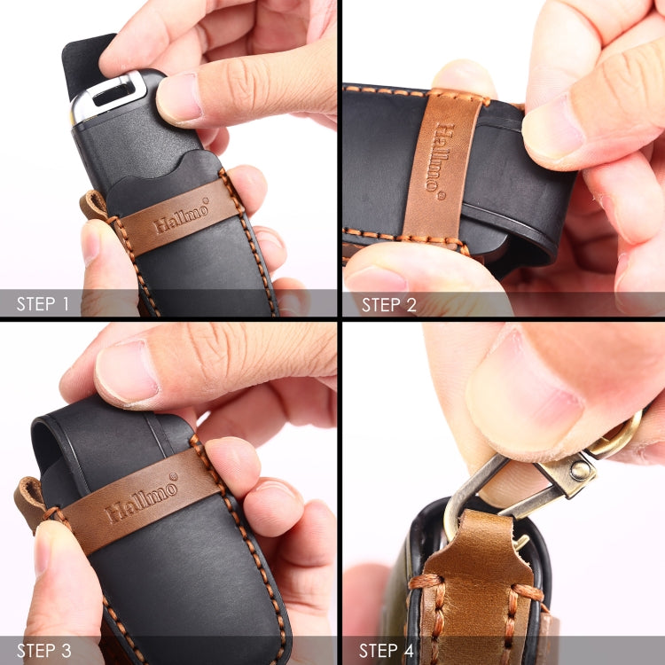 Hallmo รถ Cowhide หนังกุญแจฝาครอบป้องกันสำหรับ Hyundai 6 ปุ่ม, For Hyundai 6-button