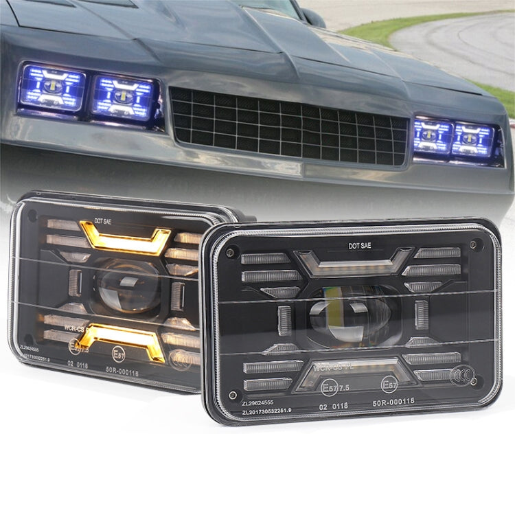 OL-2051S 1 คู่ 4x6 นิ้วรถออฟโรดัดแปลง Angel Devil Eyes ไฟหน้าสี่เหลี่ยมผืนผ้า, OL-2051S