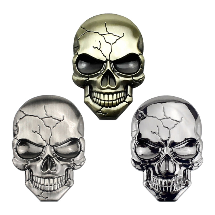สติ๊กเกอร์ติดรถยนต์โลหะ Devil Skull สามมิติ, Bronze, Silver Grey, Titanium Color