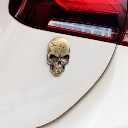 สติ๊กเกอร์ติดรถยนต์โลหะ Devil Skull สามมิติ, Bronze, Silver Grey, Titanium Color
