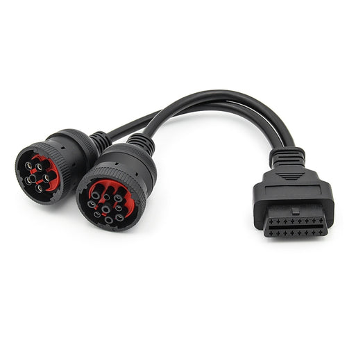 J1708 J1939 6Pin 9Pin to OBD2 16Pin หญิงสายอะแดปเตอร์วินิจฉัยรถยนต์, 6Pin 9Pin to OBD2