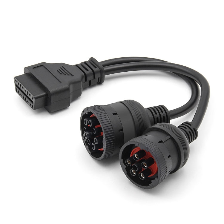 J1708 J1939 6Pin 9Pin to OBD2 16Pin หญิงสายอะแดปเตอร์วินิจฉัยรถยนต์, 6Pin 9Pin to OBD2