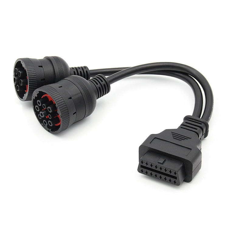 J1708 J1939 6Pin 9Pin to OBD2 16Pin หญิงสายอะแดปเตอร์วินิจฉัยรถยนต์, 6Pin 9Pin to OBD2