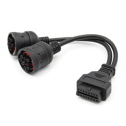 J1708 J1939 6Pin 9Pin to OBD2 16Pin หญิงสายอะแดปเตอร์วินิจฉัยรถยนต์, 6Pin 9Pin to OBD2