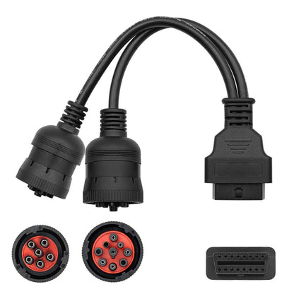 J1708 J1939 6Pin 9Pin to OBD2 16Pin หญิงสายอะแดปเตอร์วินิจฉัยรถยนต์, 6Pin 9Pin to OBD2