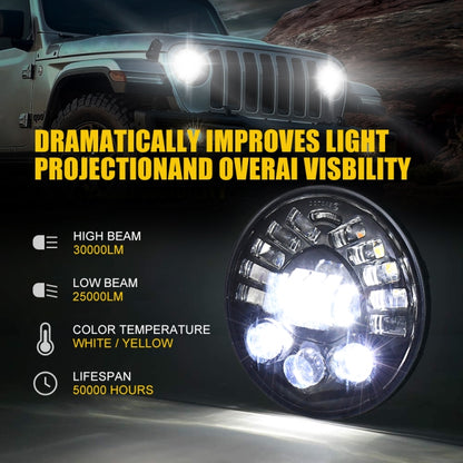 ไฟหน้า LED แบบไล่ระดับเมทริกซ์ขนาด 7 นิ้วสำหรับรถจี๊ปแรงเลอร์, 7 inch Matrix