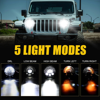 ไฟหน้า LED แบบไล่ระดับเมทริกซ์ขนาด 7 นิ้วสำหรับรถจี๊ปแรงเลอร์, 7 inch Matrix