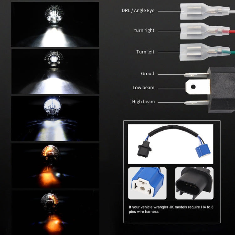 ไฟหน้า LED แบบไล่ระดับเมทริกซ์ขนาด 7 นิ้วสำหรับรถจี๊ปแรงเลอร์, 7 inch Matrix
