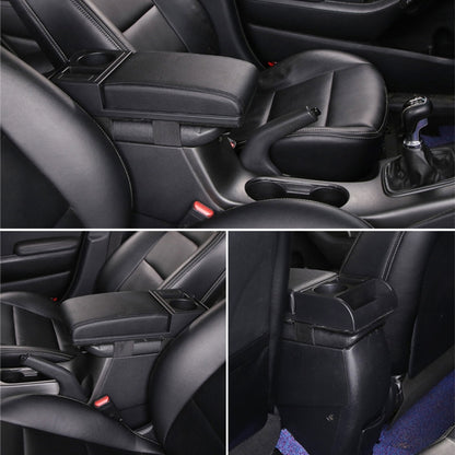 รถอเนกประสงค์ Dual USB ที่เท้าแขนกล่อง Booster Pad, หนังคาร์บอนไฟเบอร์แบบตรง, Carbon Fiber Straight Type (Black), Carbon Fiber Straight Type (Black Red), Carbon Fiber Straight Type (Black White)