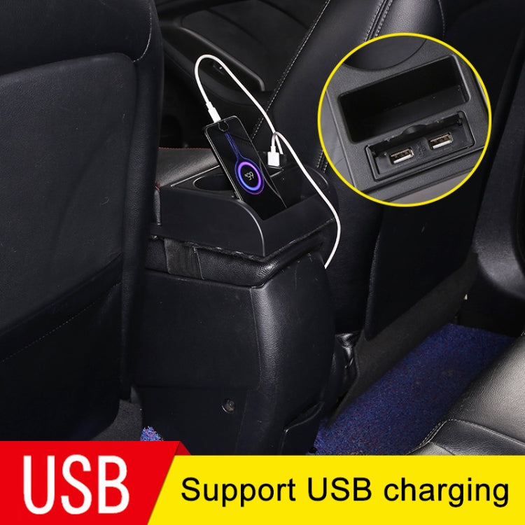 รถอเนกประสงค์ Dual USB ที่เท้าแขนกล่อง Booster Pad, หนังคาร์บอนไฟเบอร์แบบตรง, Carbon Fiber Straight Type (Black), Carbon Fiber Straight Type (Black Red), Carbon Fiber Straight Type (Black White)