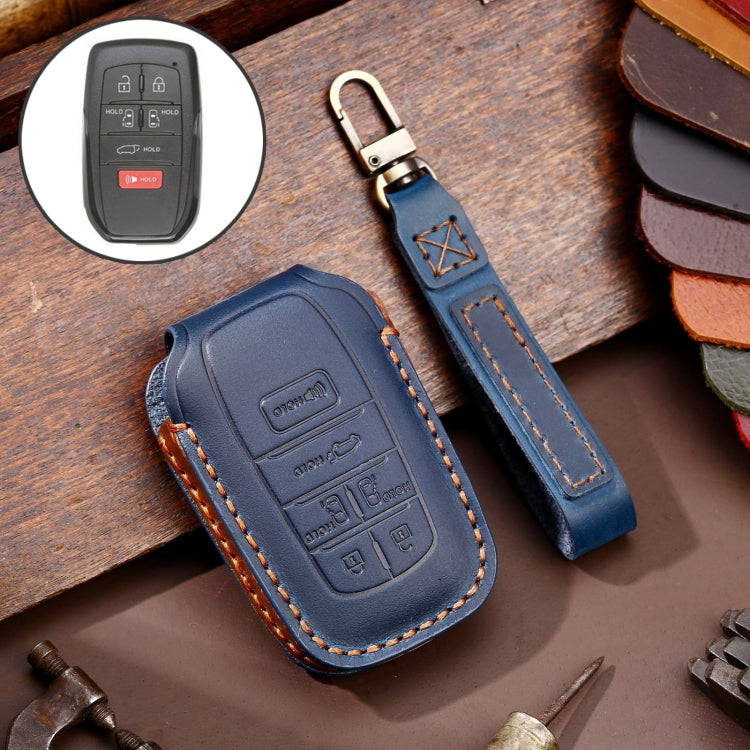 Hallmo ฝาครอบป้องกันกุญแจหนังแท้สำหรับ Toyota Sienna 6 ปุ่ม, For Toyota Sienna 6-button (Black), For Toyota Sienna 6-button (Blue), For Toyota Sienna 6-button (Brown)