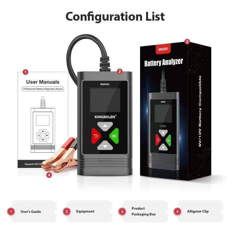 KINGBOLEN BM560 6V 12V รถโหลดดิจิตอลเครื่องทดสอบแบตเตอรี่, BM560