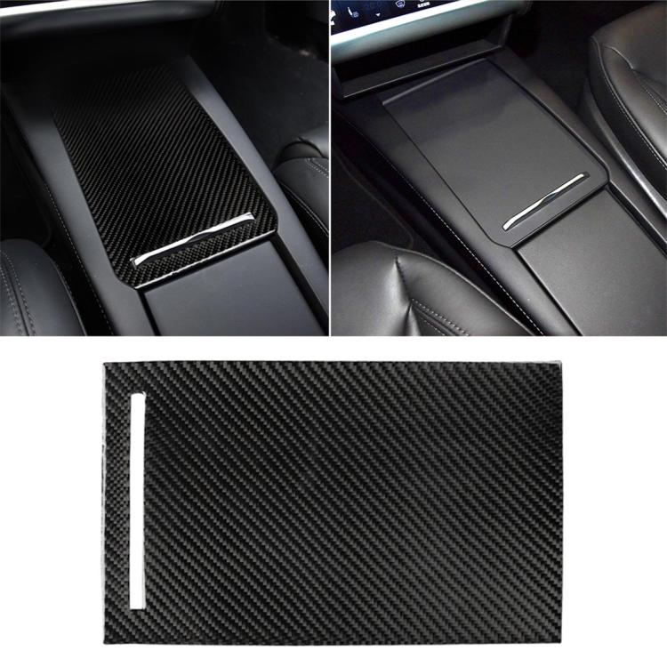คาร์บอนไฟเบอร์รถกล่องเก็บแผงสติกเกอร์ตกแต่งสำหรับ Tesla รุ่น X, Storage Box Panel