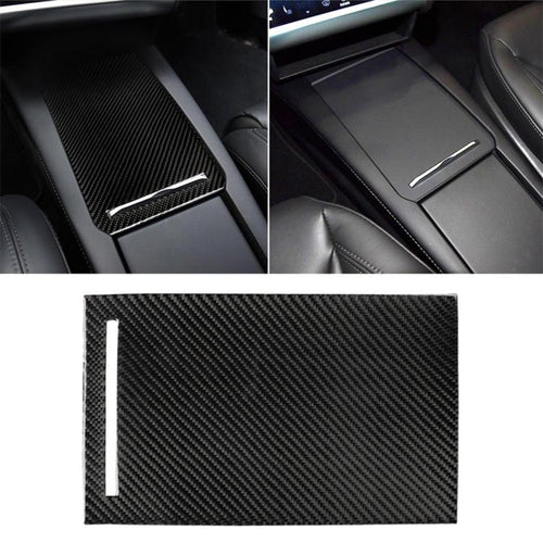 คาร์บอนไฟเบอร์รถกล่องเก็บแผงสติกเกอร์ตกแต่งสำหรับ Tesla รุ่น X, Storage Box Panel