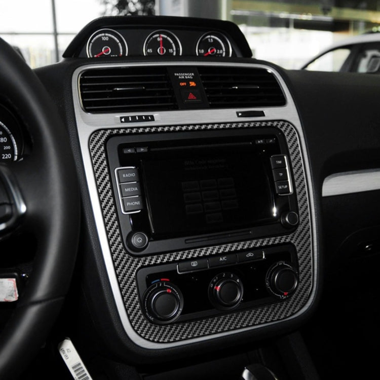 คาร์บอนไฟเบอร์รถ Central Control CD เครื่องปรับอากาศแผงสติกเกอร์ตกแต่งสำหรับ Volkswagen Scirocco 2009-2016, ซ้ายและขวา Universal, Central Control CD Air Conditioning Panel