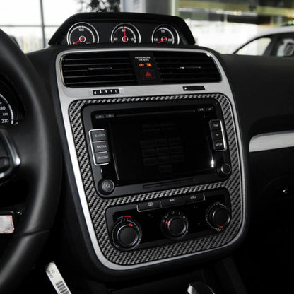 คาร์บอนไฟเบอร์รถ Central Control CD เครื่องปรับอากาศแผงสติกเกอร์ตกแต่งสำหรับ Volkswagen Scirocco 2009-2016, ซ้ายและขวา Universal, Central Control CD Air Conditioning Panel