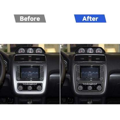 คาร์บอนไฟเบอร์รถ Central Control CD เครื่องปรับอากาศแผงสติกเกอร์ตกแต่งสำหรับ Volkswagen Scirocco 2009-2016, ซ้ายและขวา Universal, Central Control CD Air Conditioning Panel