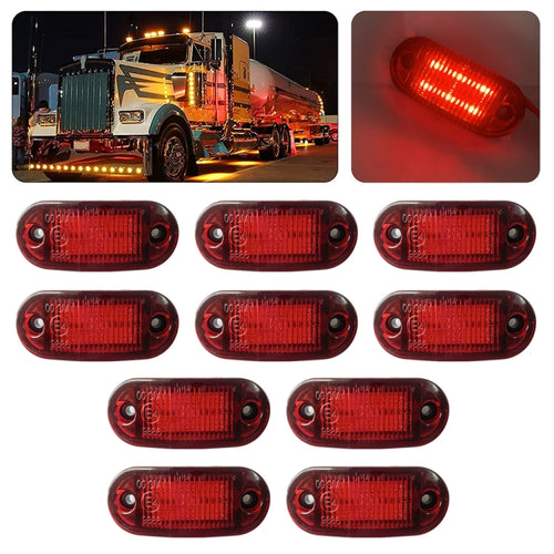 10 ชิ้น MK-019 รถยนต์ / รถบรรทุก 6LEDs ไฟแสดงสถานะเครื่องหมายด้านข้างหลอดไฟโคมไฟ, MK-019 (Red Light), MK-019 (White Light), MK-019 (Yellow Light)